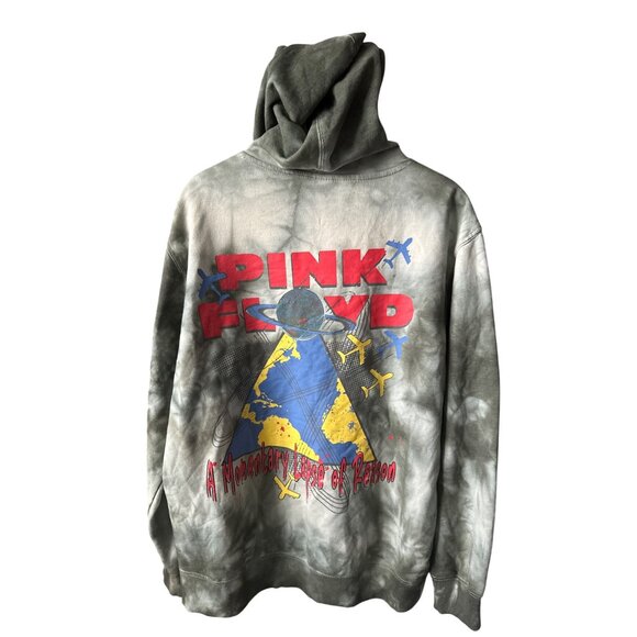 Pink Floyd Hoodie World Tour 87 Tie-Dye Gray Pullover Front Back Design Large - Picture 2 of 5